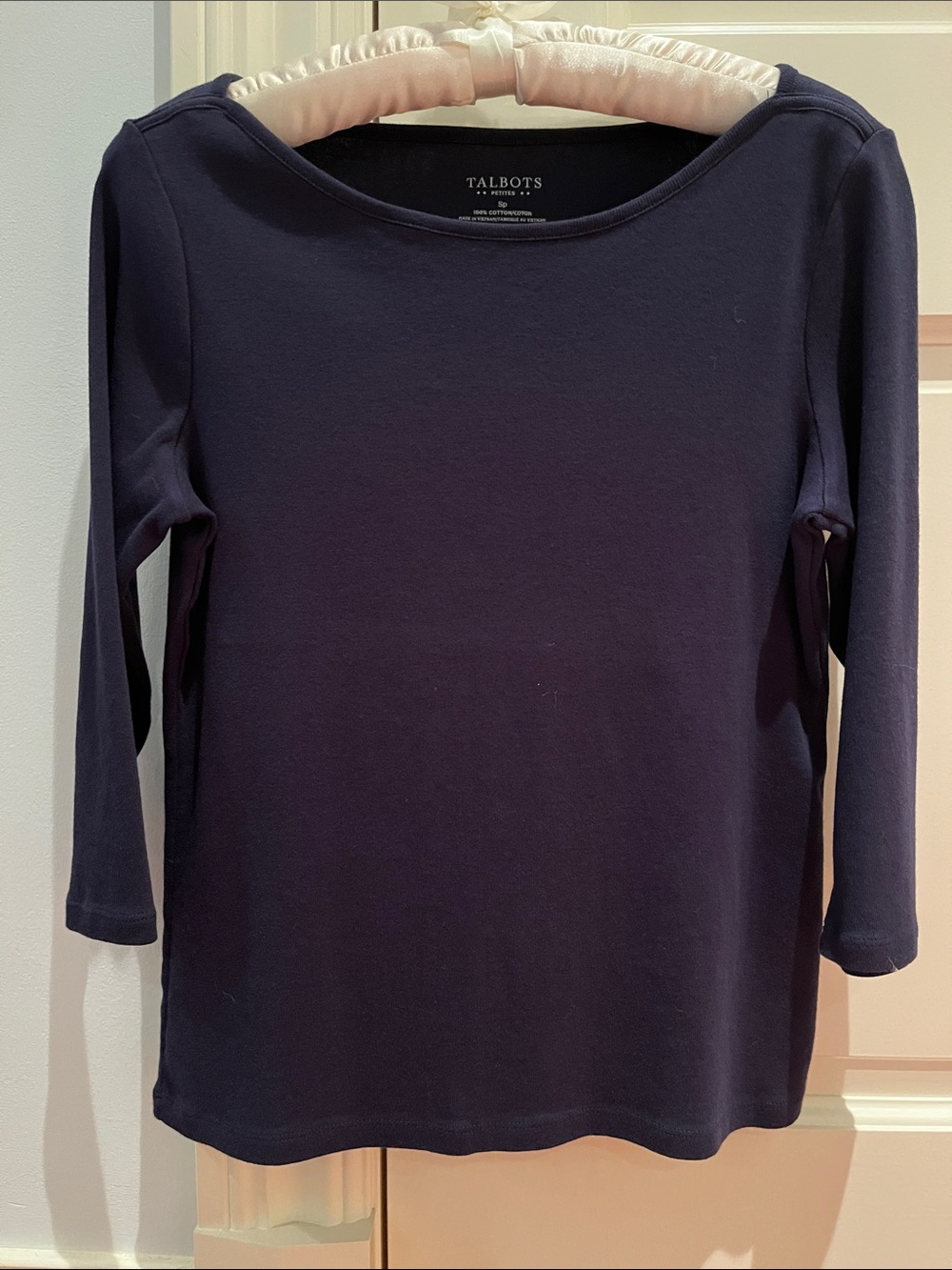 Talbots Navy Boat Neck Long Sleeve Tee Size SP